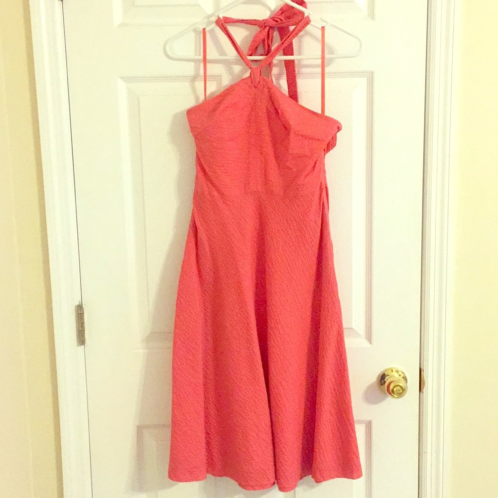 Salmon halter dress